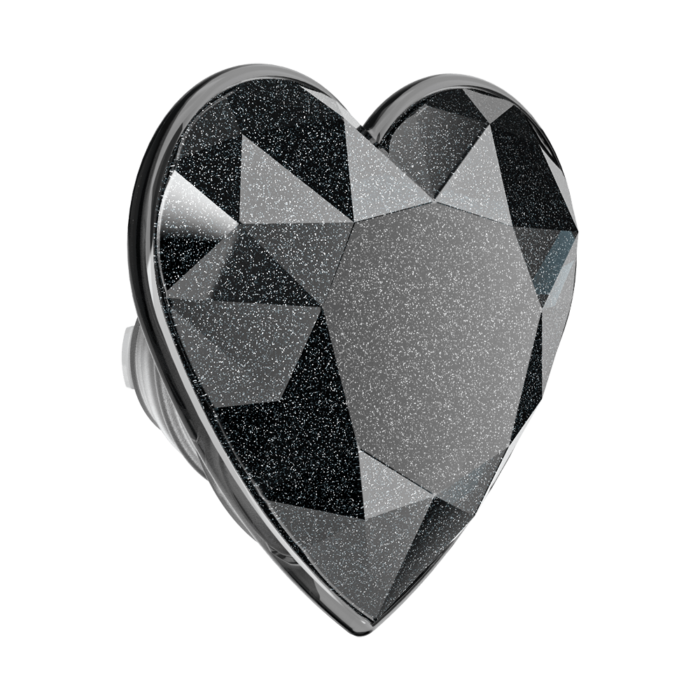 Crystal Heart Black Glitter — MagSafe PopGrip - US 24053