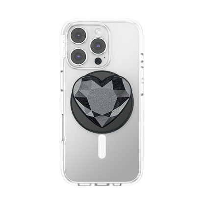 Crystal Heart Black Glitter —  MagSafe PopGrip - US 24053