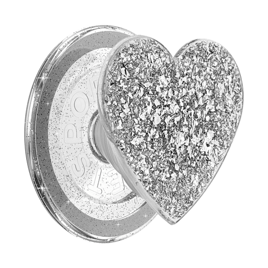 Confetti Heart Silver Sizzle — MagSafe PopGrip - US 94919
