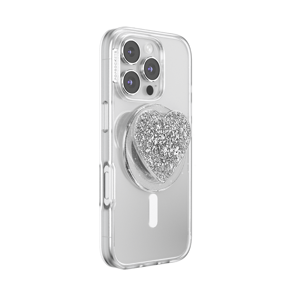 Confetti Heart Silver Sizzle — MagSafe PopGrip - US 48743