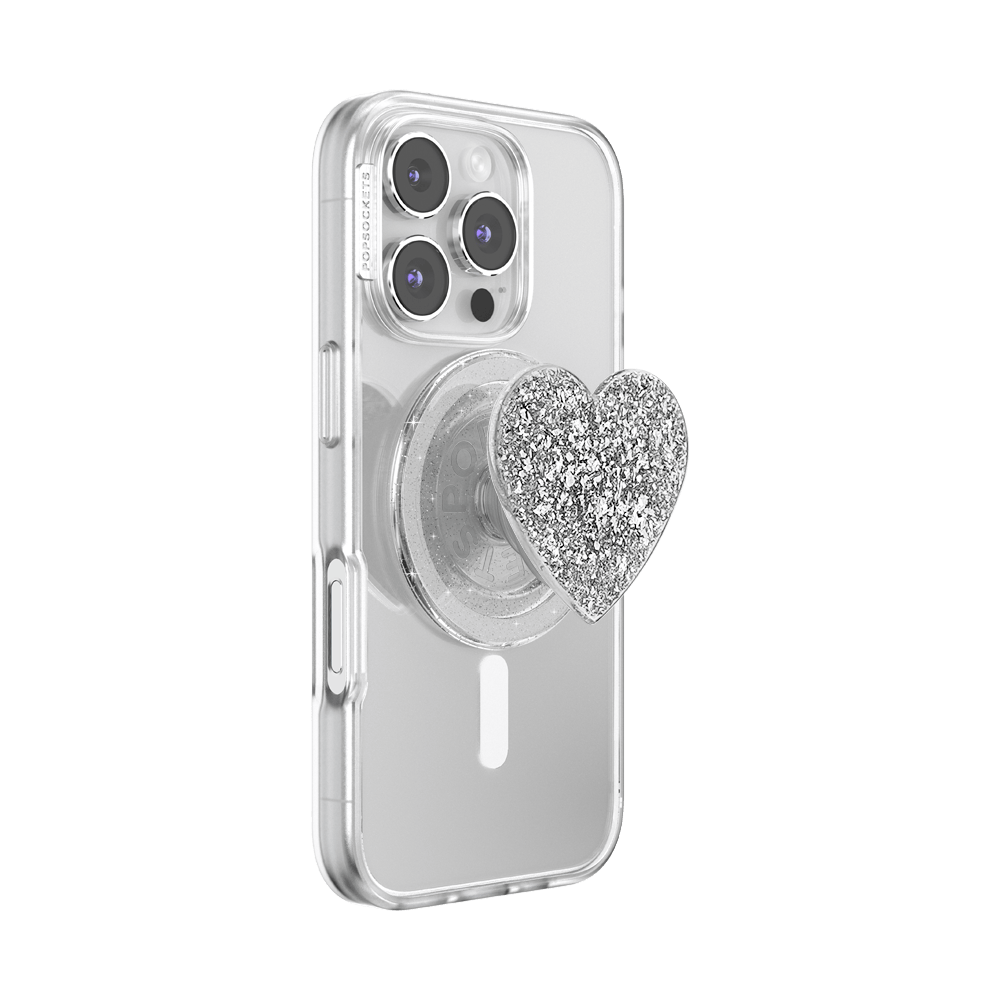 Confetti Heart Silver Sizzle — MagSafe PopGrip - US 94919